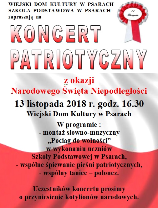 Koncert patriotyczny z okazji Narodowego Święta Niepodleglości Polski